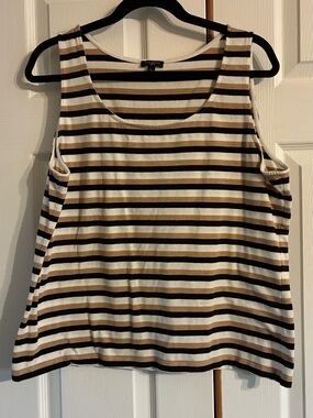 Talbots Black and Tan Striped Scoop Neck Tank